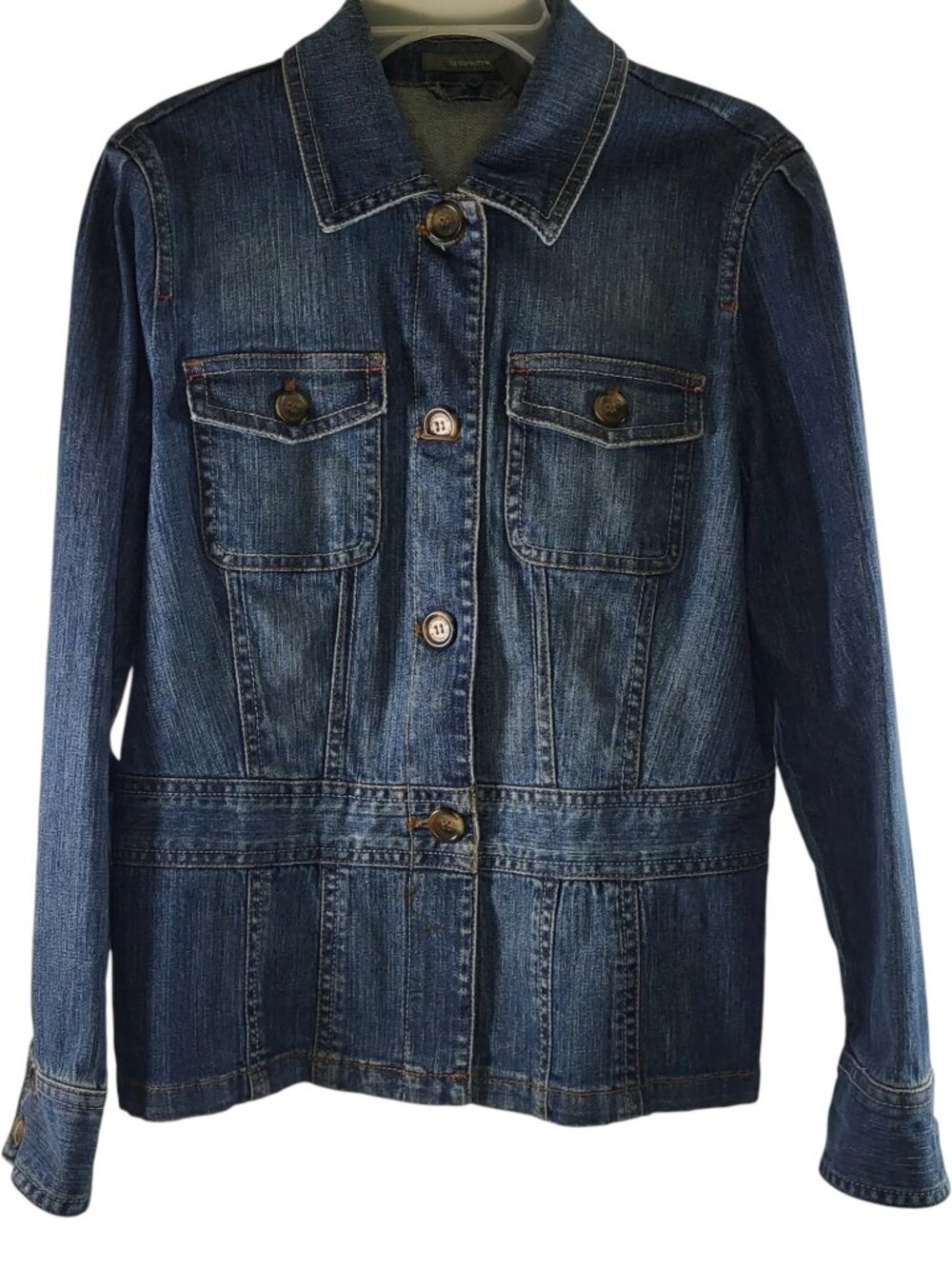 Liz Claiborne Women’s Medium Fitted Denim Jean Jacket Blue Wash
